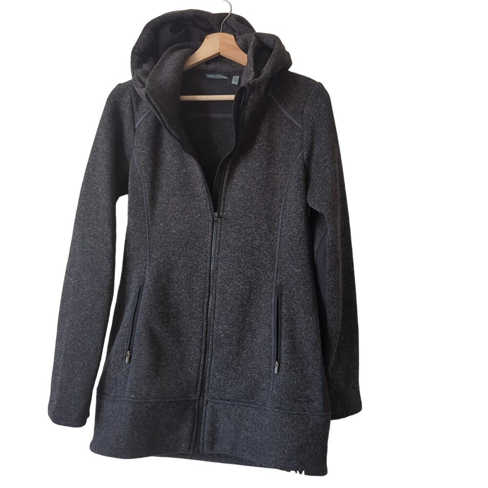 Athleta Cya Stronger Long Jacket Full Zip Hoodie Gray Heathered Womens Top Small